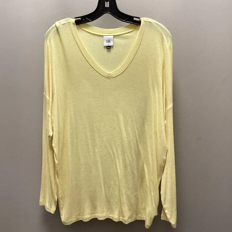 Top Long Sleeve Basic By Cabi In Yellow, Size: M