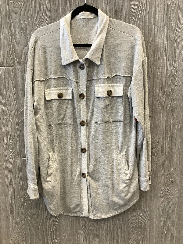 Top Long Sleeve By Reborn J In Grey, Size: L