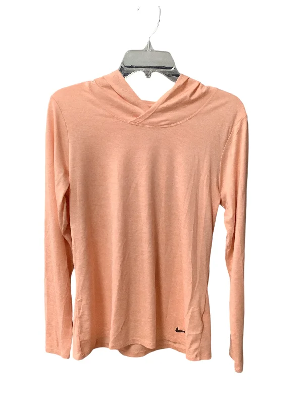 Athletic Top Long Sleeve Hoodie By Nike Apparel In Orange, Size: M