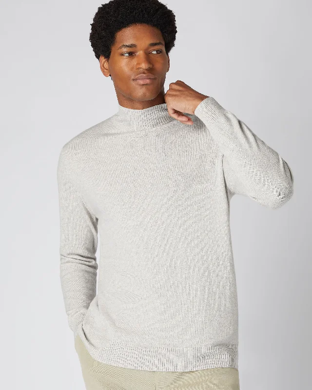 Men's Turtle Neck Cashmere Sweater Pebble Grey