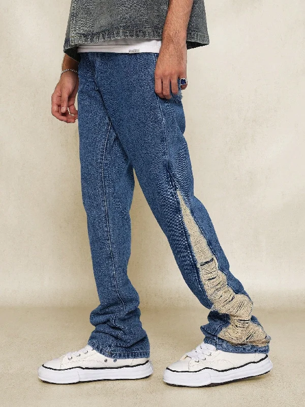 Flare Fit Distressed Denim Jean