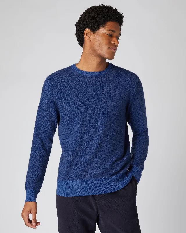 Men's Oxford Birdseye Cashmere Sweater Electric Blue