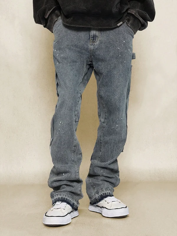 Straight Fit Raw Edge Washed Jean