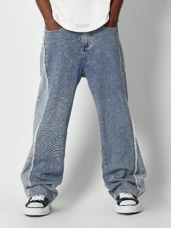 Super Oversized Fit Raw Edge Side Panel Jean