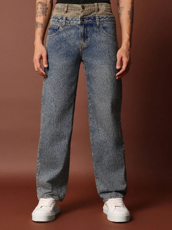 Loose Fit Double Waist Jean