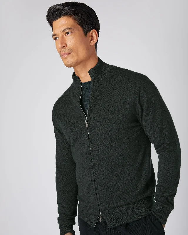 Men's The Knightsbridge Zip Cashmere Sweater Dark Green