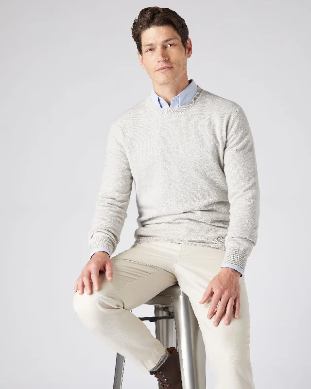 Men's The Oxford Round Neck Cashmere Sweater Pebble Grey