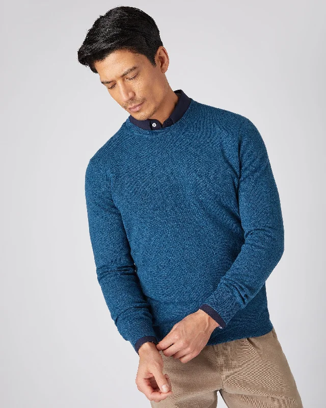 Men's The Oxford Round Neck Cashmere Sweater Lagoon Blue