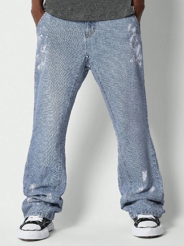 Flare Fit Colour Blocked Jean With Pain Detail