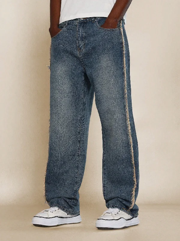 Super Oversized Fit Jean With Side Raw Edge Panel Detail