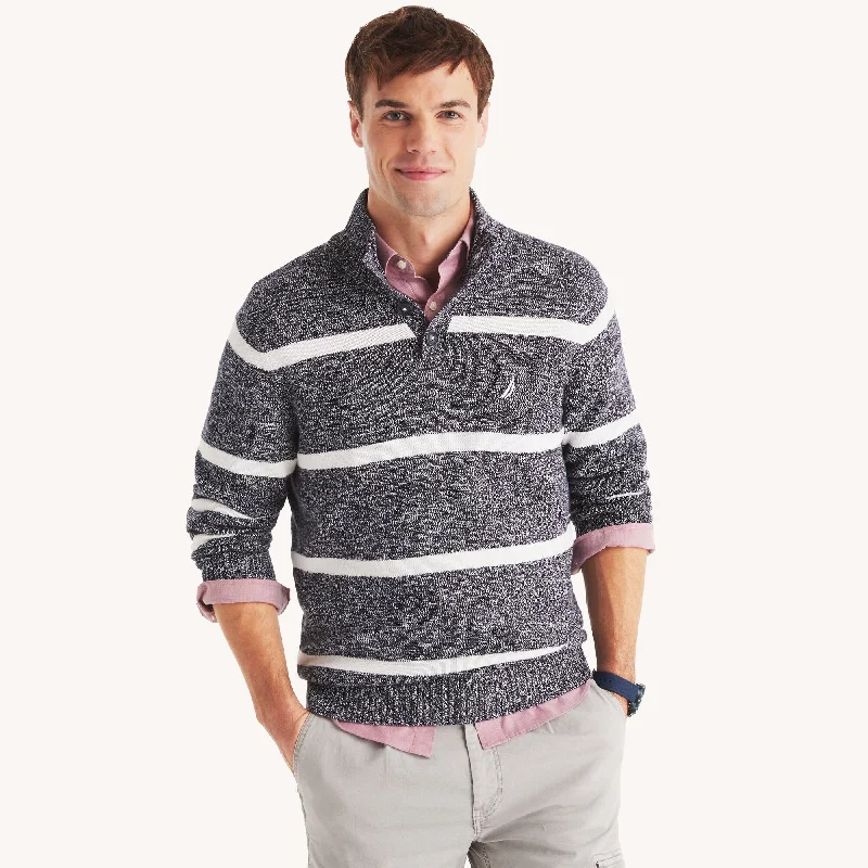 Nautica Mens Striped Mock-Neck Sweater