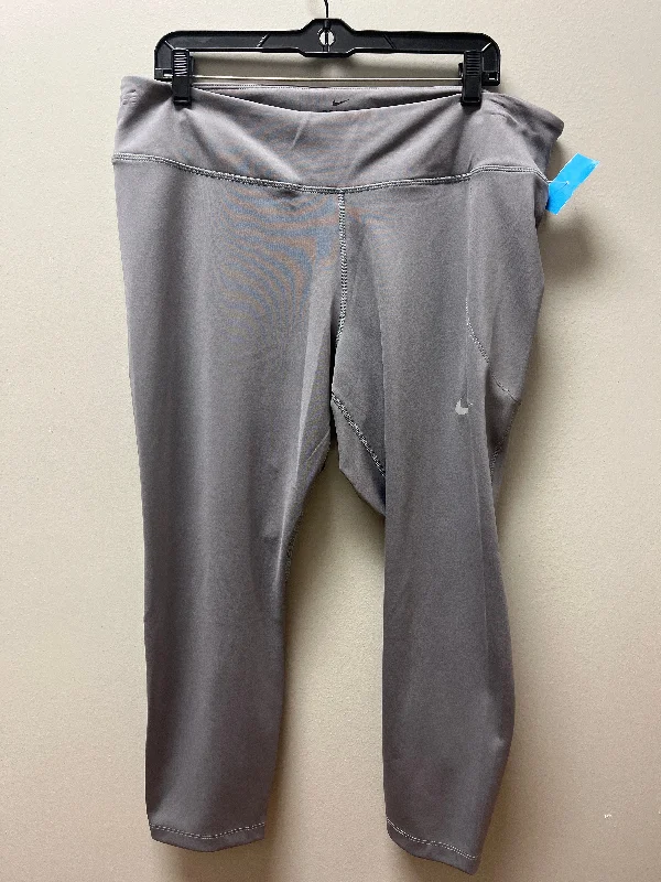 Athletic Leggings By Nike Apparel In Grey, Size: 2x