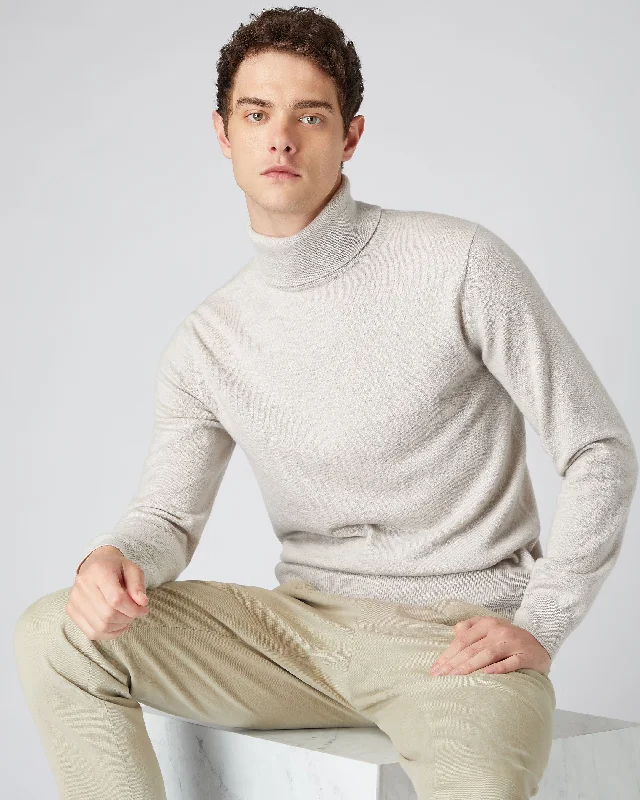 Men's The Trafalgar Polo Neck Cashmere Sweater Pebble Grey