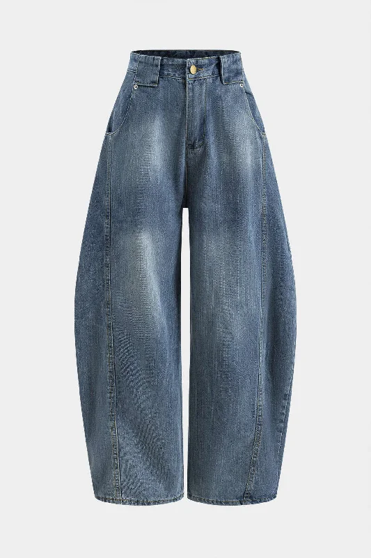 Denim Wide Leg Barrel Jeans