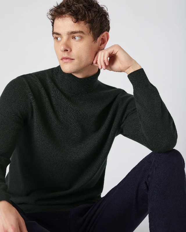 Men's The Trafalgar Polo Neck Cashmere Sweater Dark Green