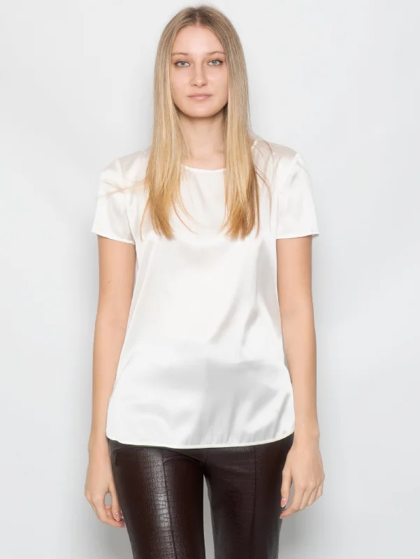 Blusa in Seta Elasticizzata Bianco