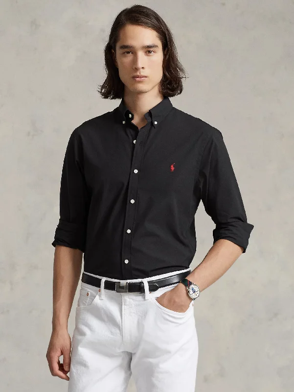 Camicia in Popeline Elasticizzato Nero