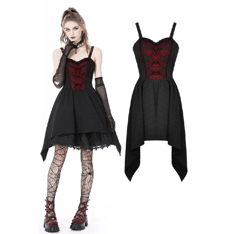 Women's Gothic Irregular Lace Splice Slip Dress