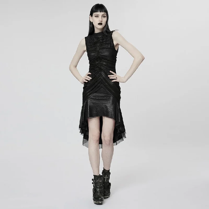 Women's Gothic Ruched Mesh Fishtail Dress