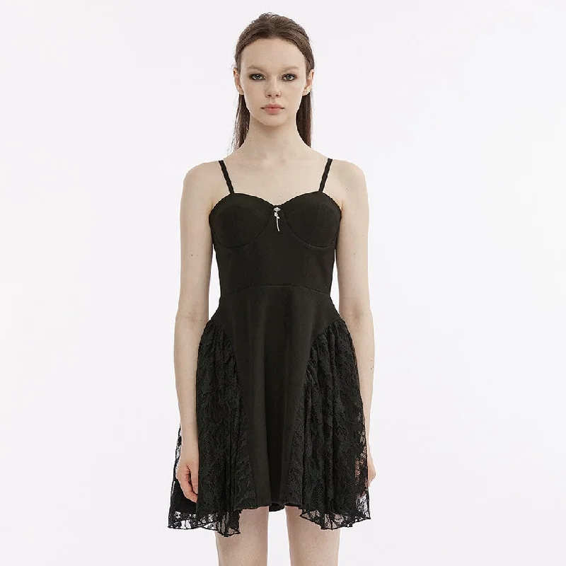 Women's Punk Lace Splice Slip Dress