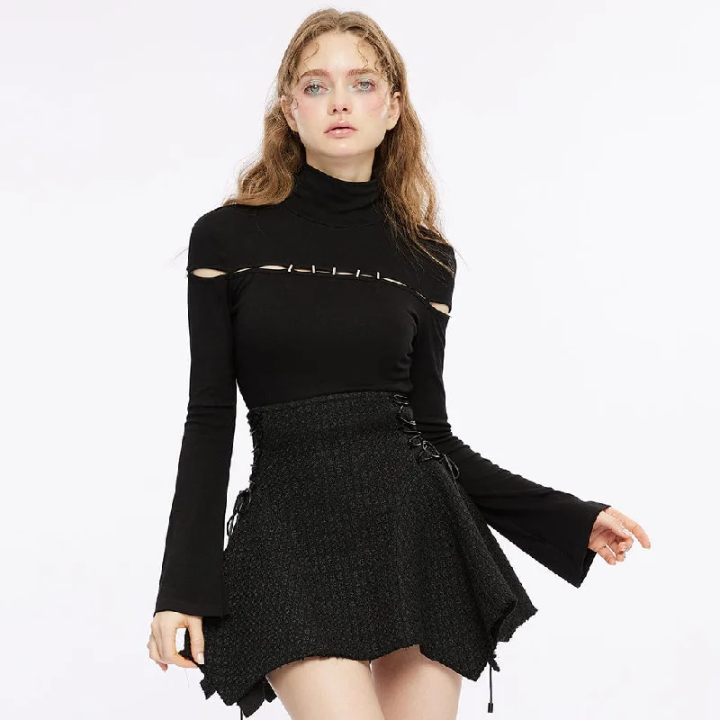 Women's Punk Turtleneck Cutout Crop Top